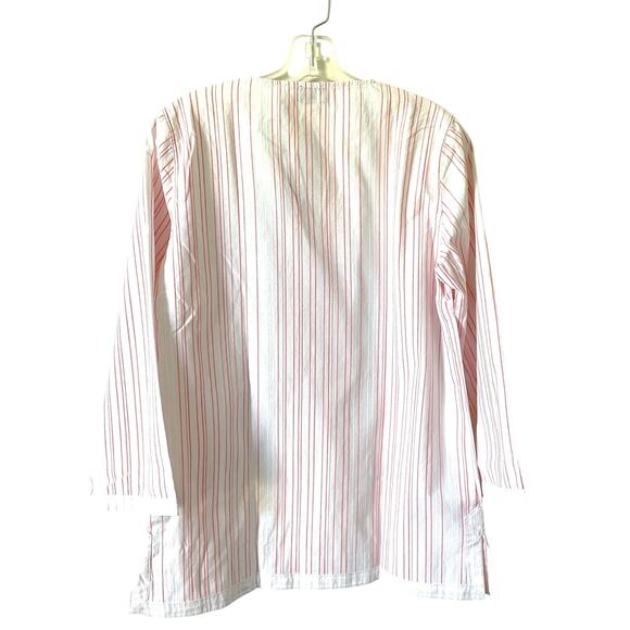 UNTUCKit Striped Linen Cotton Tunic Blouse Top White Pink Size 8 NEW - Picture 2 of 8